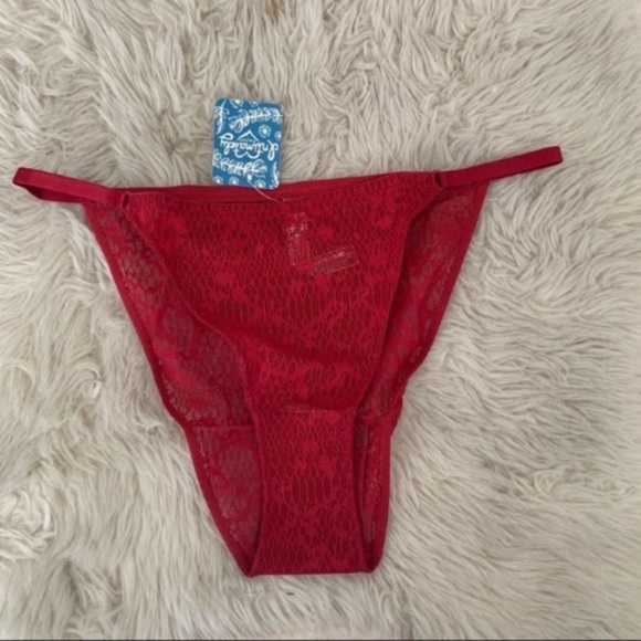 Free People red lace Tameeka high cut panty S New With Tags - Picture 2 of 7